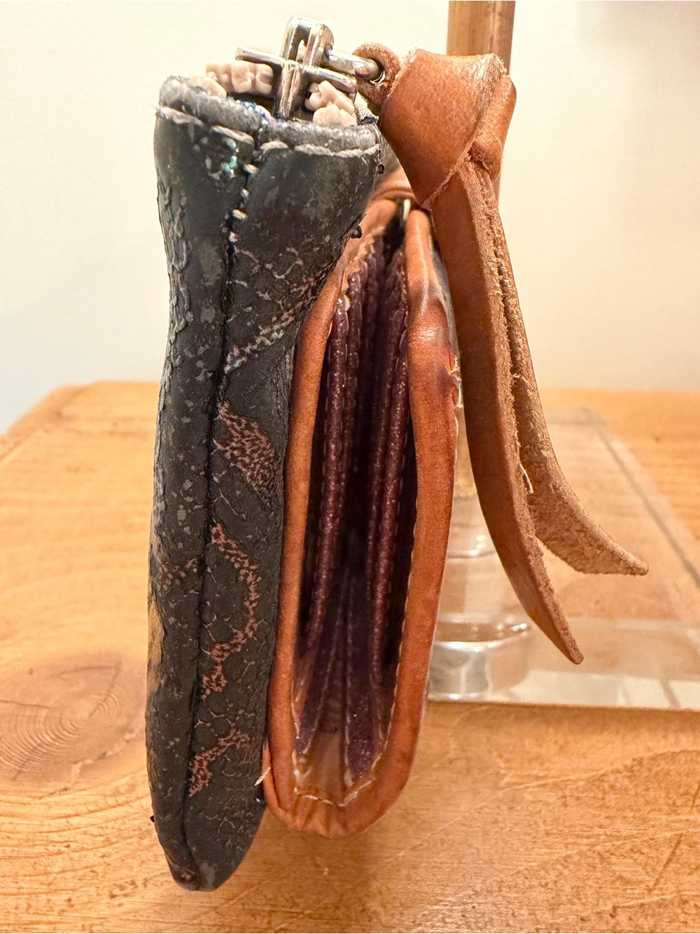 Consuela Black and Brown Textured Wallet with Logo Patch - Picture 5 of 11